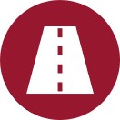 Icon of a red circle with a white paved road inside
